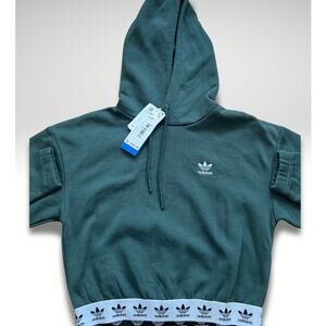 Adidas women XS crop hood sweat shirt mingre new with tags